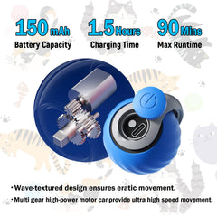 AAGILA Interactive Cat Toy Ball recharge port image highlights Type-C charging for quick power-ups.