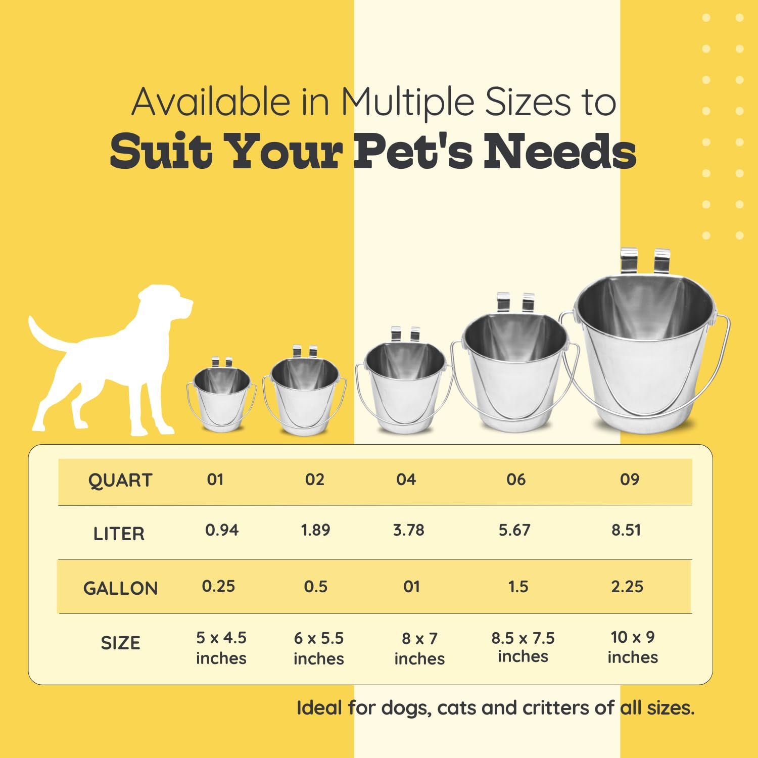 AASPIRE PETS 6qt ideal for kennels, cages, crates, and vet transport.
