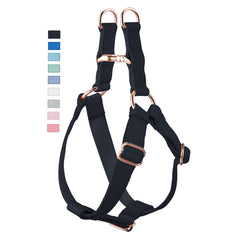 AaufiLux soft leather no-pull harness front view showing comfortable strap design for daily walks.