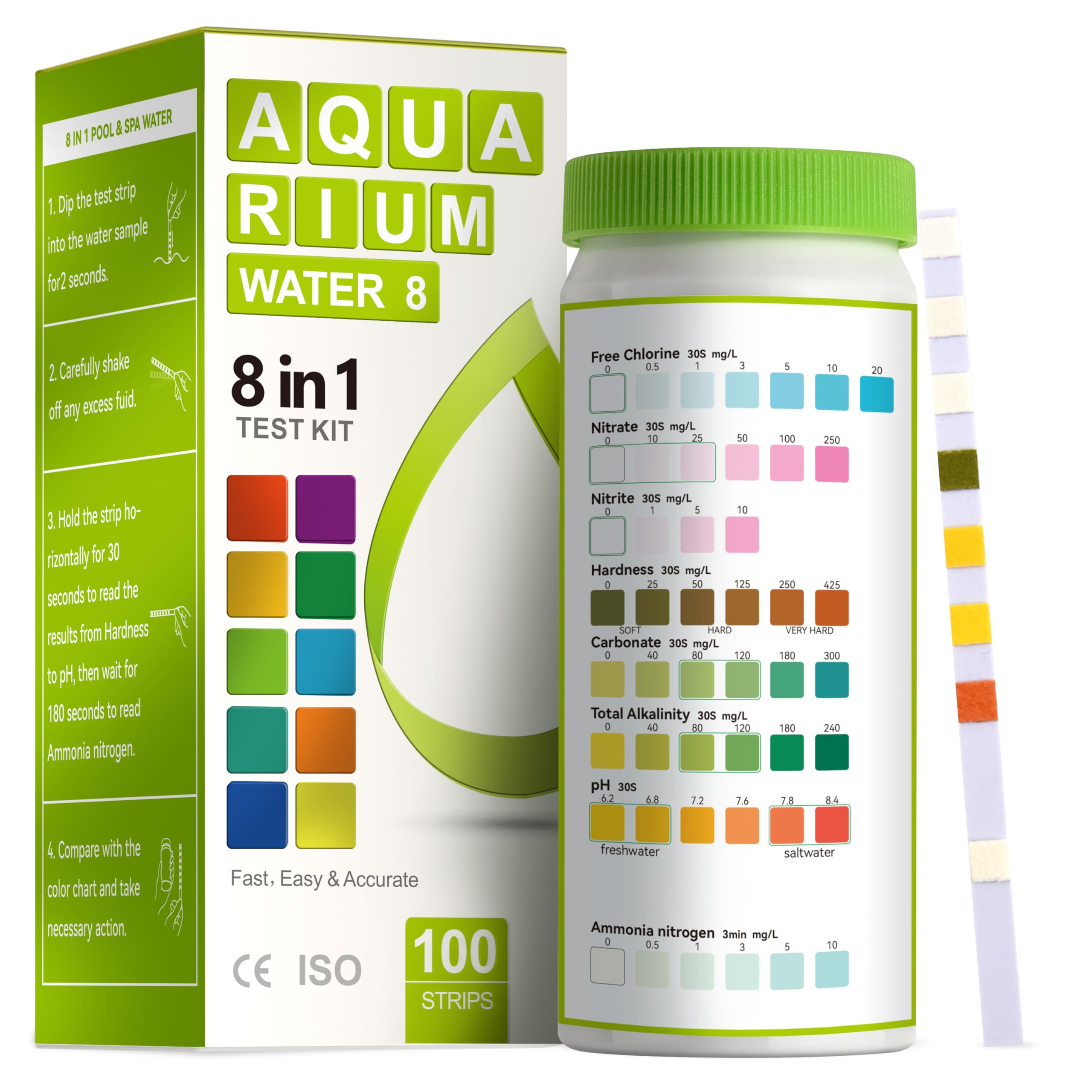 AAwipes aquarium 8-in-1 test strip package for convenient at-home water quality checks.