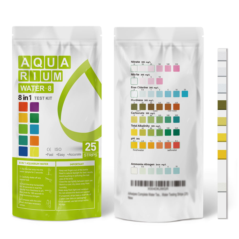 AAwipes aquarium test strips bottle for quick at-home water quality checks.