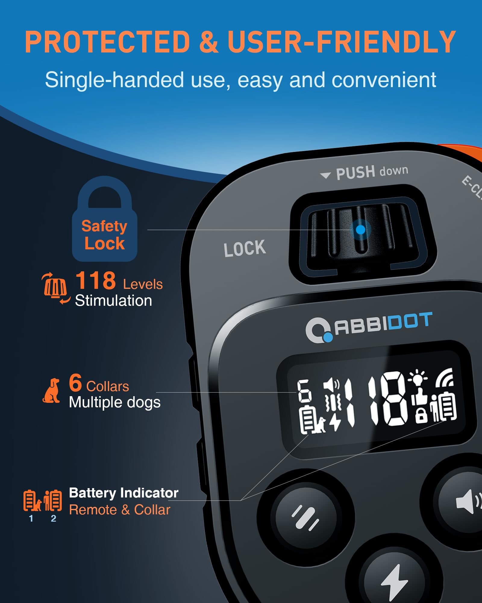 ABBIDOT collar night-light feature enhances evening visibility during walks