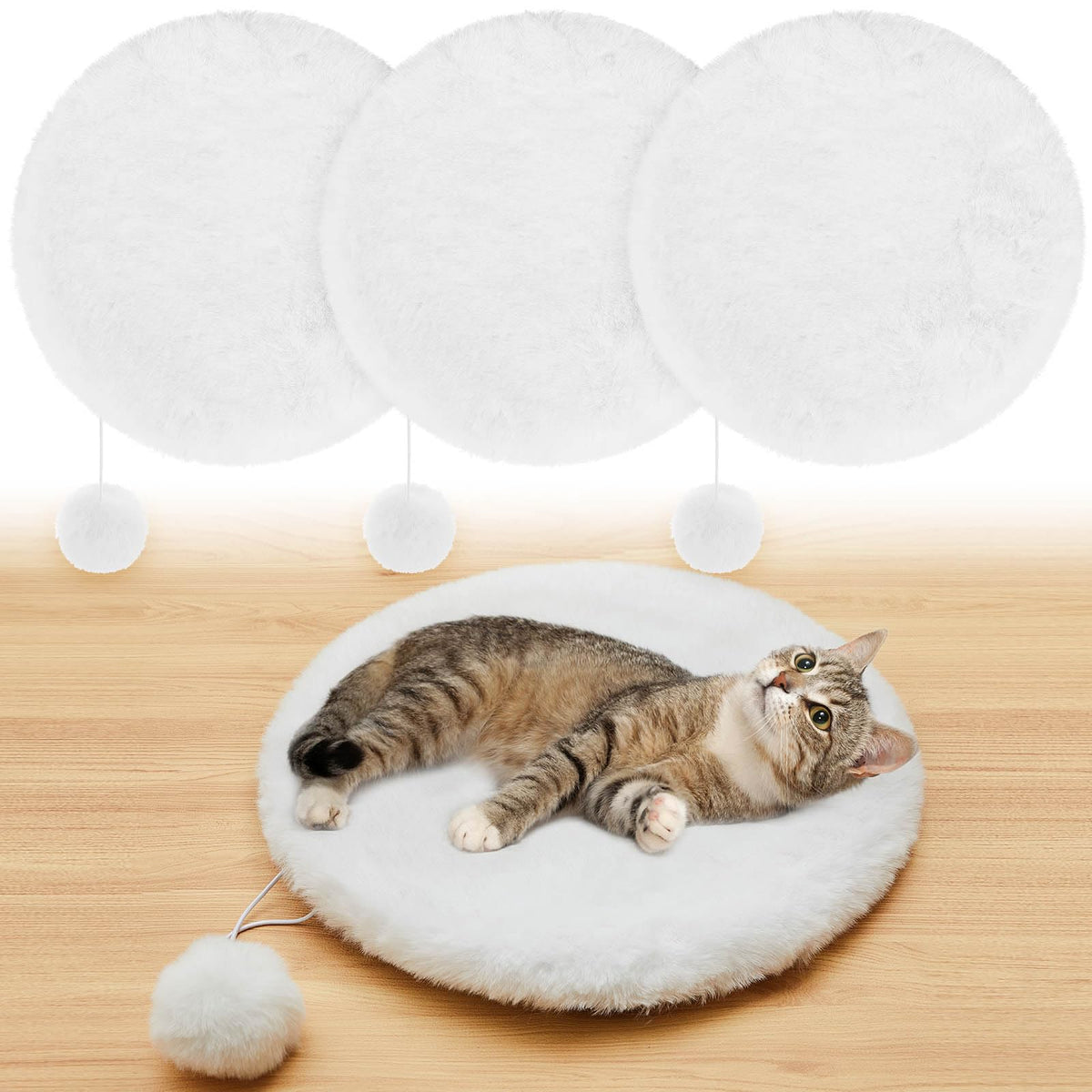Abbylike 3-pack 14-round pet bed packshot highlights versatile cushions for multiple pets.