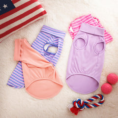Abbylike dog shirts purple stripes snug fit for chilly days