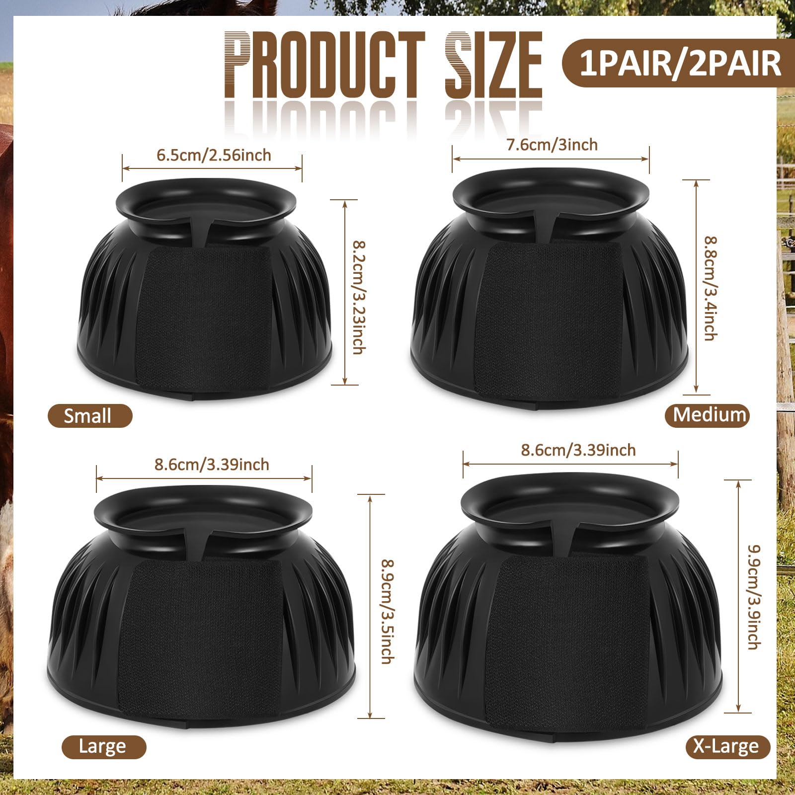 Abbylike bell boots for horse right foot protect hooves during training with soft rubber.