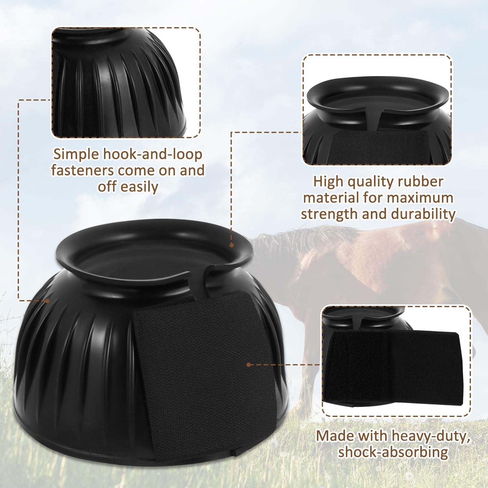 Abbylike bell boots pair-pack image shows a 2-pair set for multiple horses or sessions.