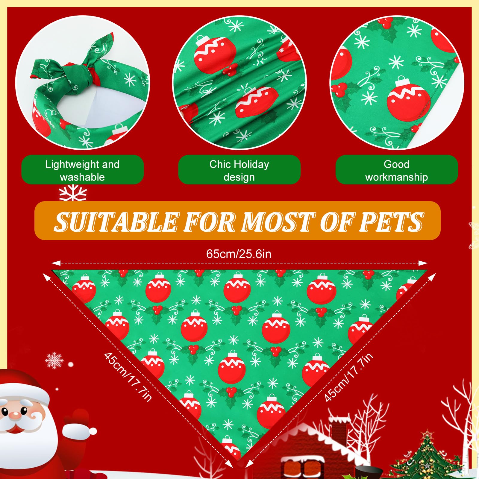 Abbylike Santa-pattern dog bandana for cheerful holiday looks
