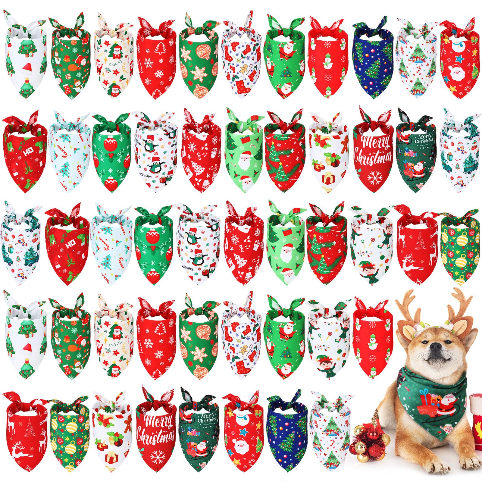 Abbylike Christmas bandana with snowman pattern for festive pet photos and costumes.