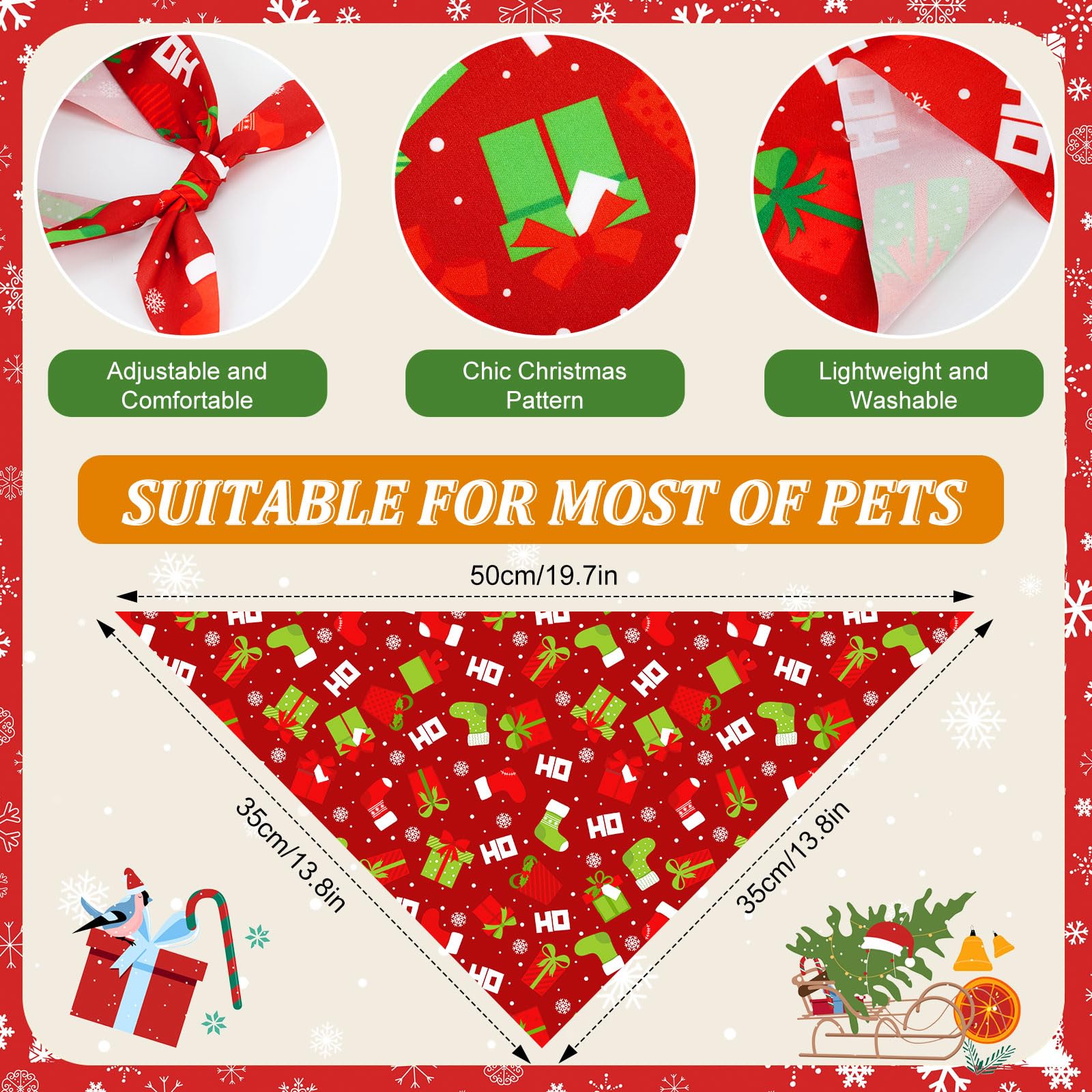 Abbylike Christmas dog bandana Christmas-tree design boosts festive pet photos