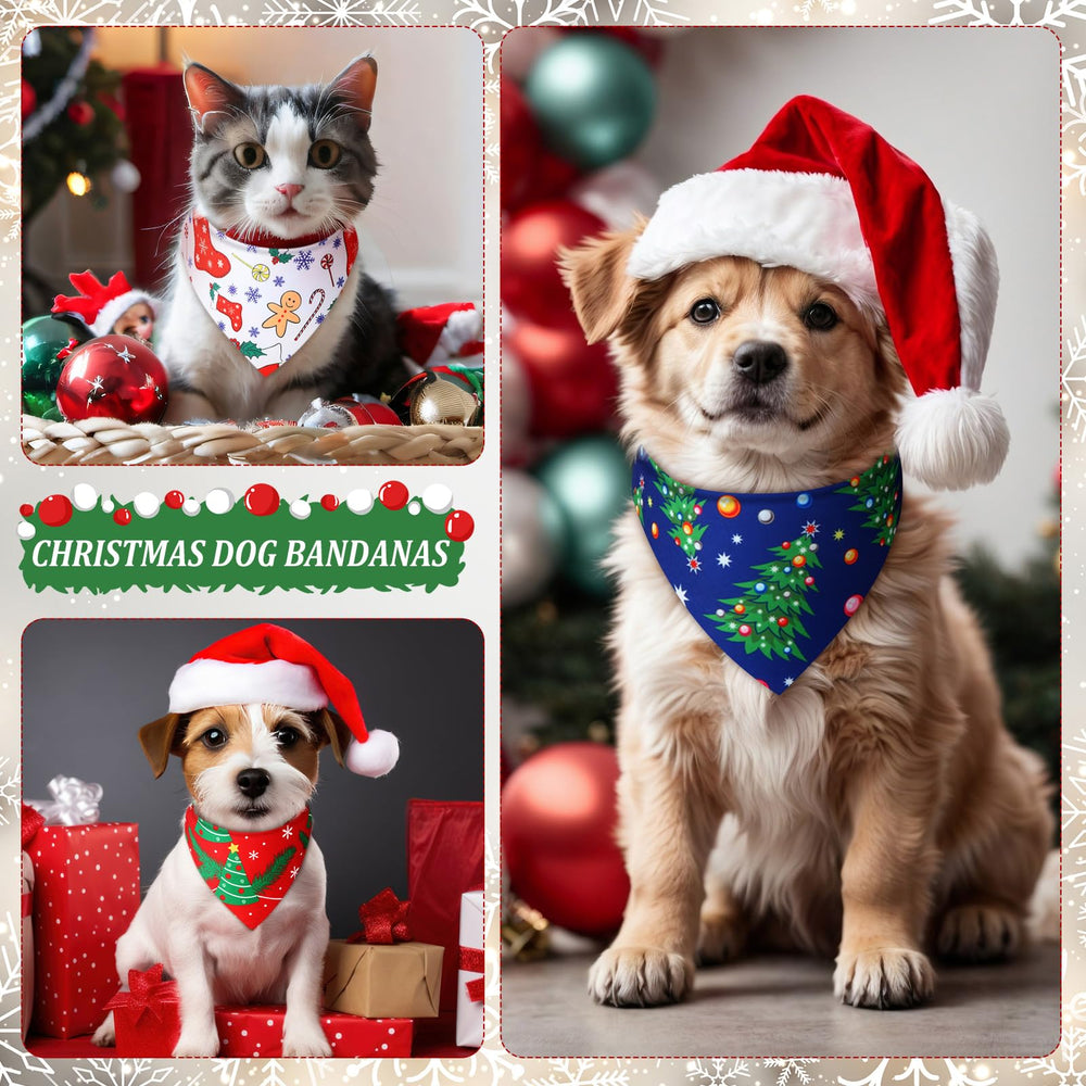 Abbylike Christmas dog bandana Multi-pattern variety for everyday holiday outfits