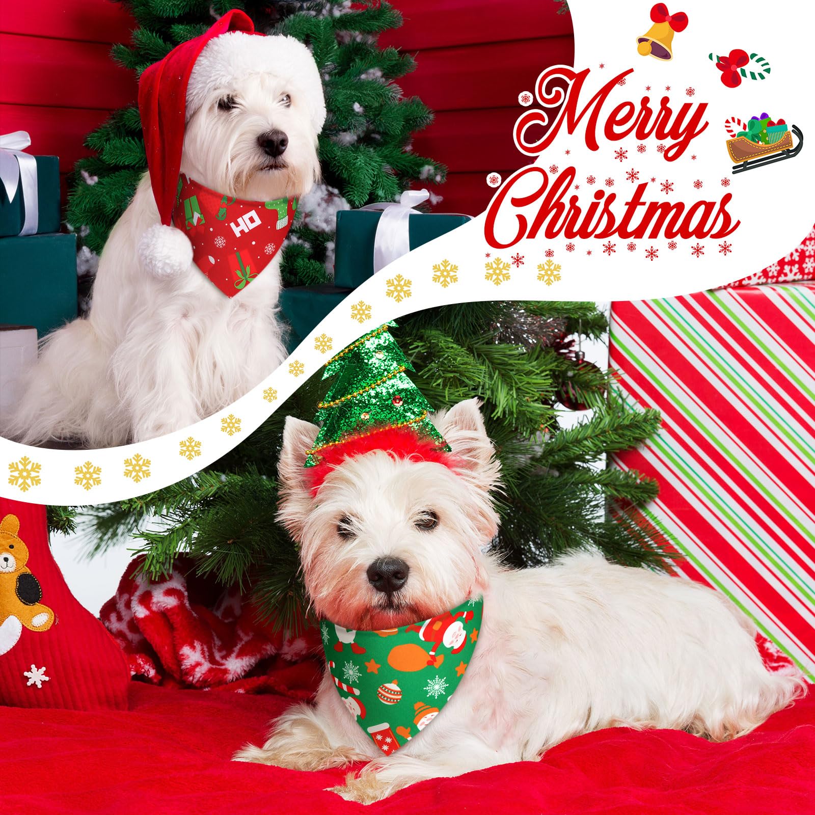 Abbylike Christmas dog bandana Santa design ideal party accessory for pets
