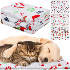 Abbylike Christmas dog blanket with paw print set keeps small dogs cozy and snug