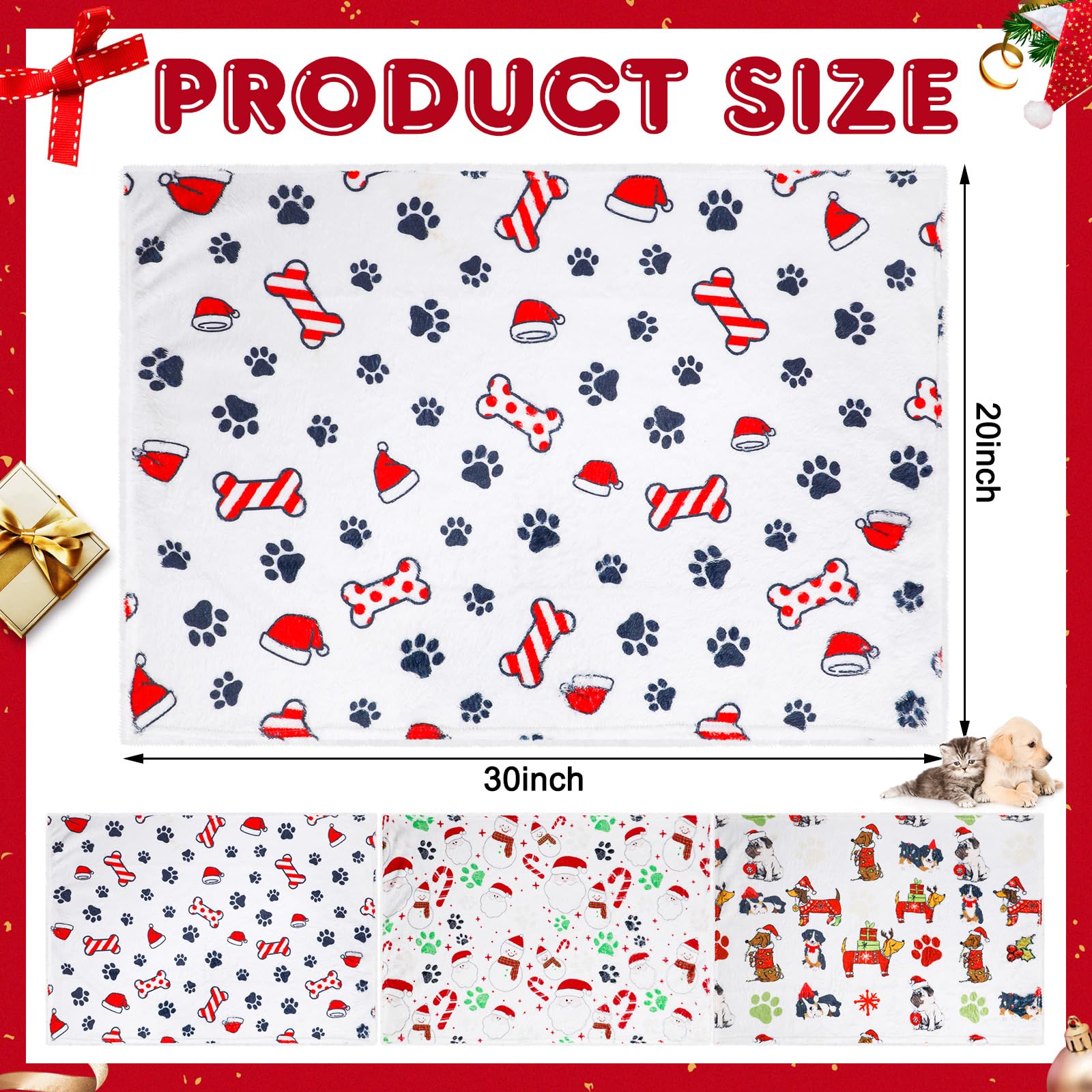 Abbylike Christmas dog blanket with varied patterns enhances holiday home decor