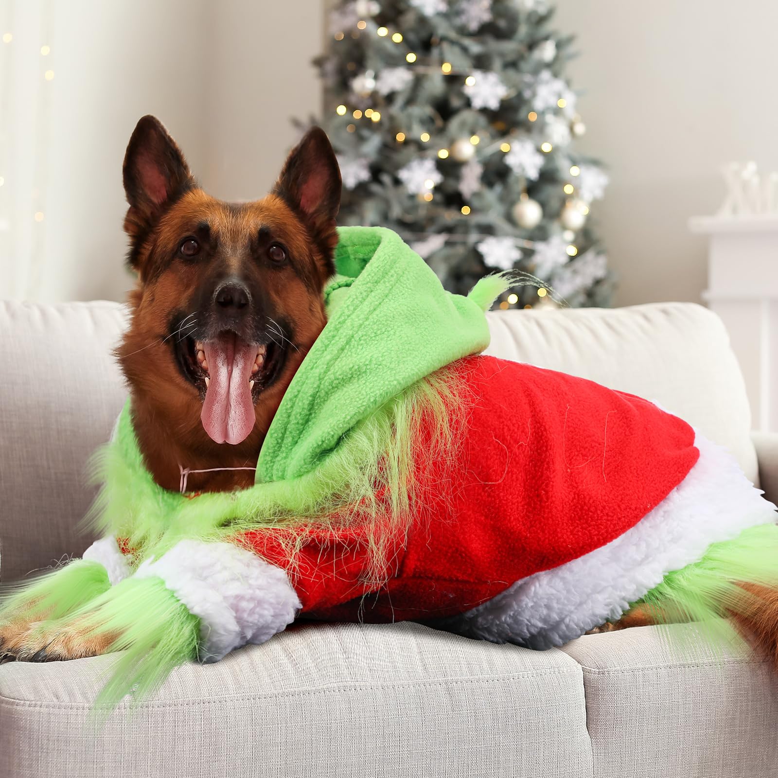 abbylike dog christmas outfit hoodie hat fabric closeup quality stitching