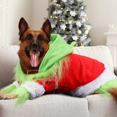 abbylike dog christmas outfit hoodie hat fabric closeup quality stitching