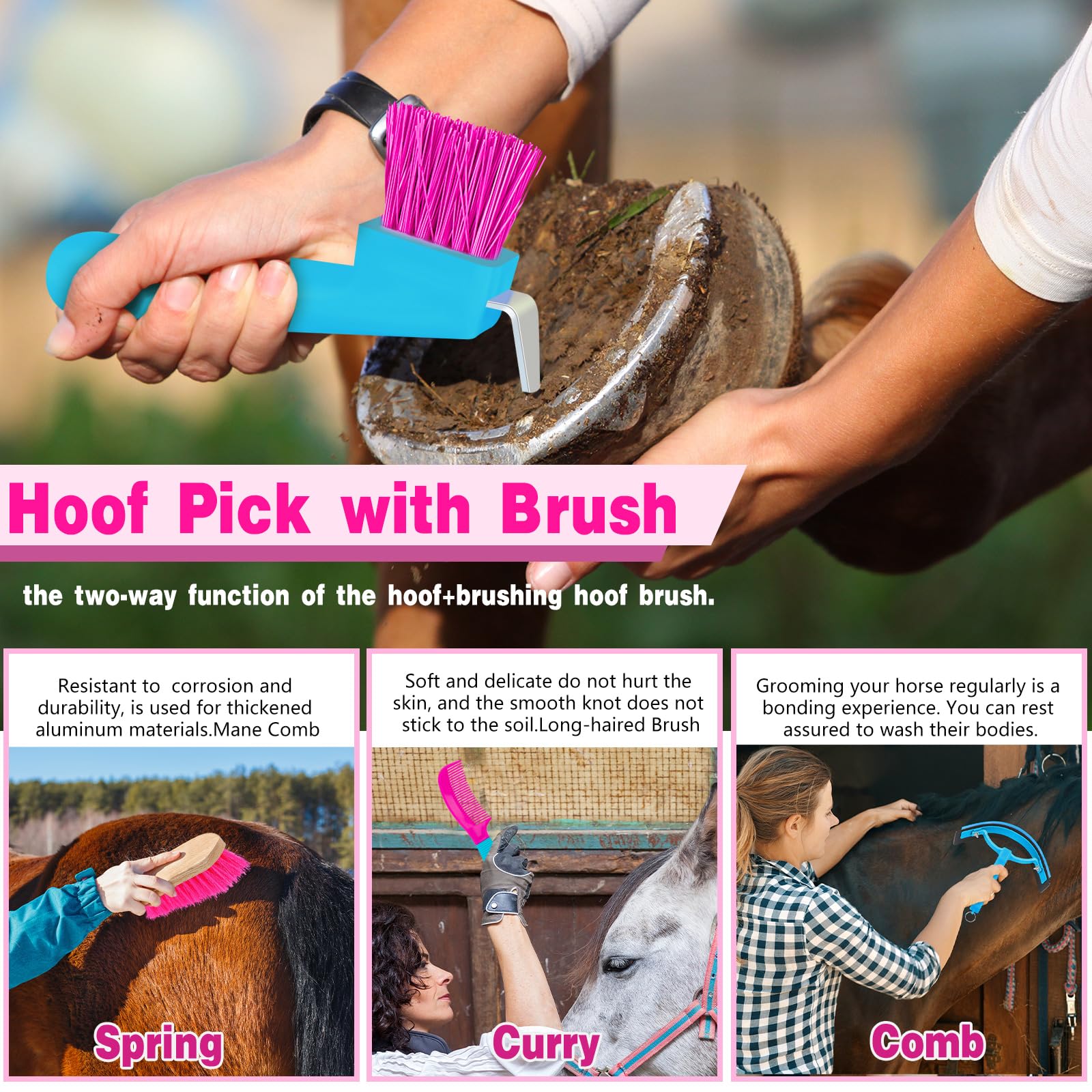 Abbylike hoof pick with brush supports hoof care and routine cleaning