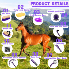 Abbylike horse grooming kit hard brush for dirt and shedding