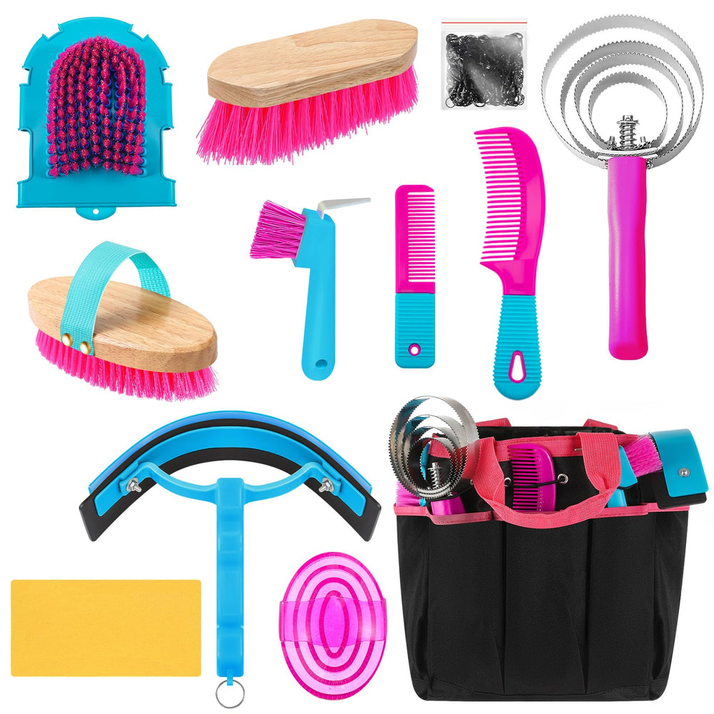 Abbylike horse grooming kit with organizer tote keeps tools organized during grooming sessions