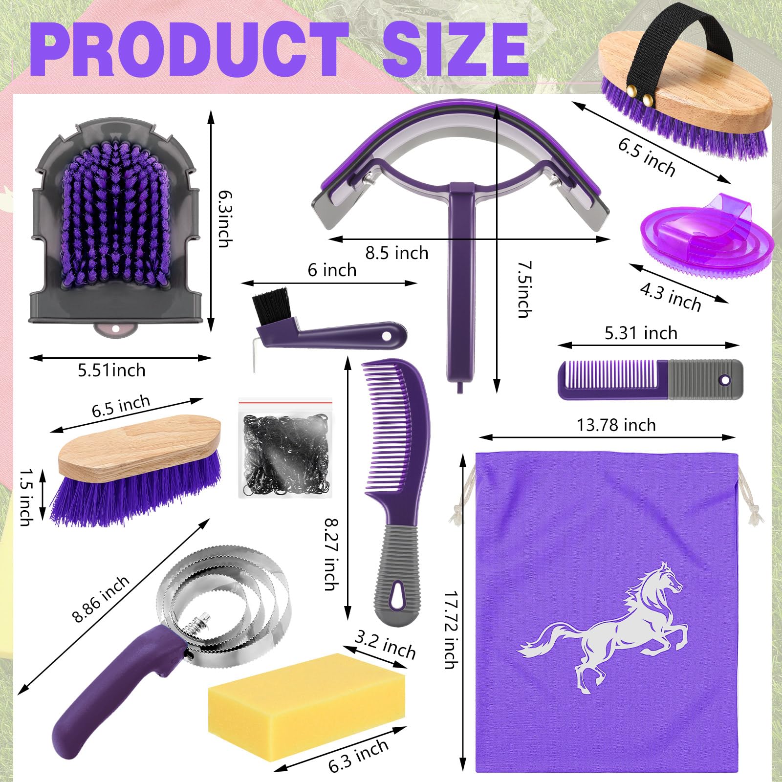 Abbylike horse grooming kit oval massage brush for gentle grooming sessions