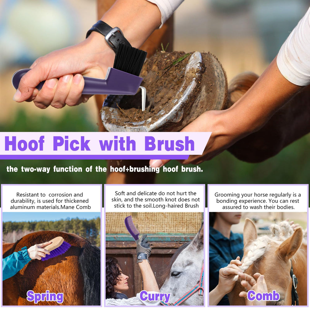 Abbylike horse grooming kit soft brush for finishing touches and comfort