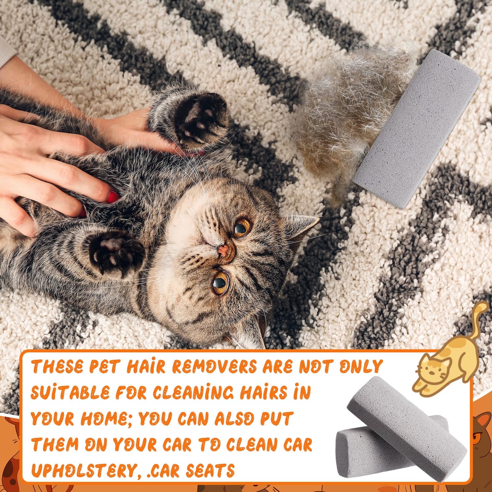 Abbylike pet hair remover stone in car interior for spotless seats