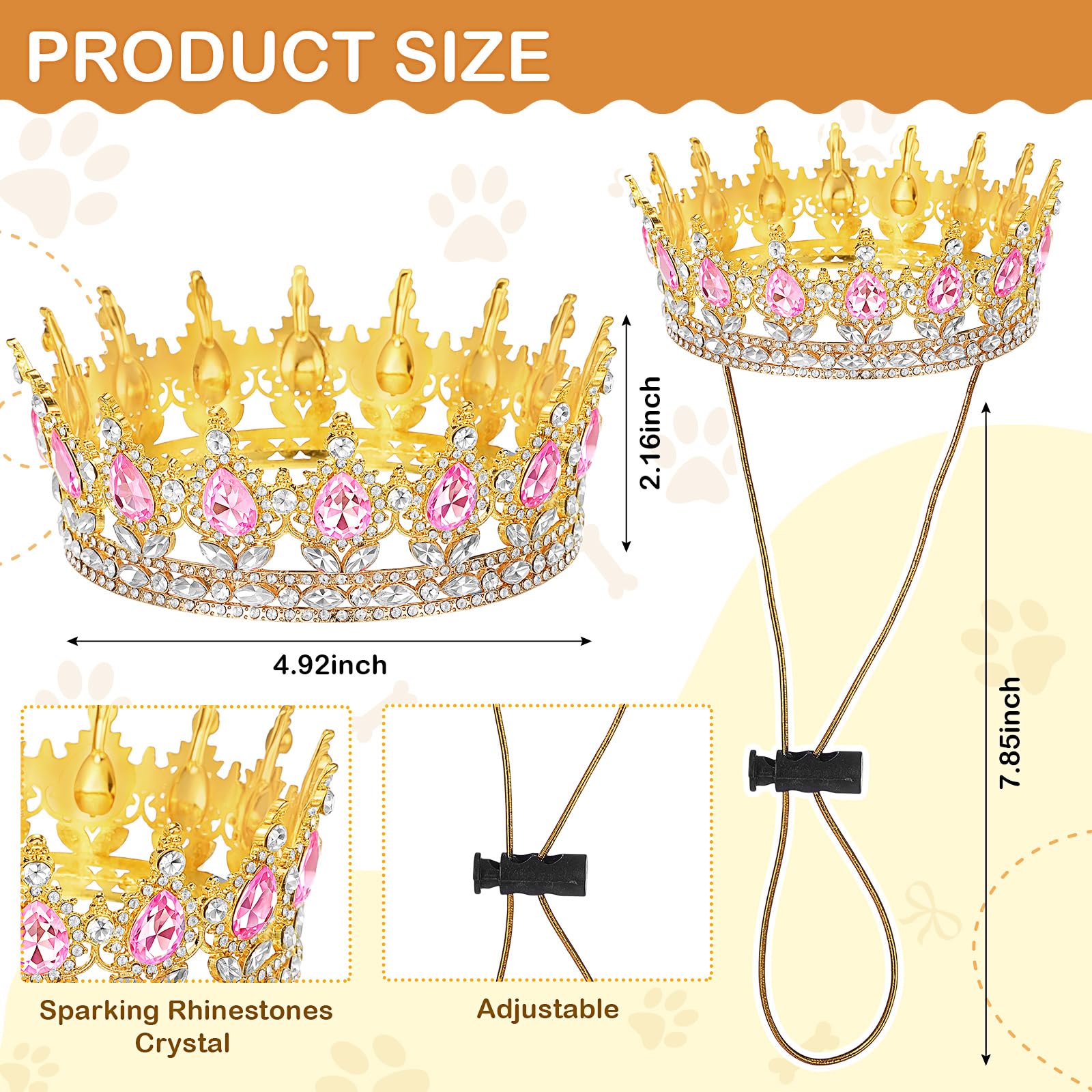 Abbylike pink cat crown with rhinestones for cute cosplay and celebrations