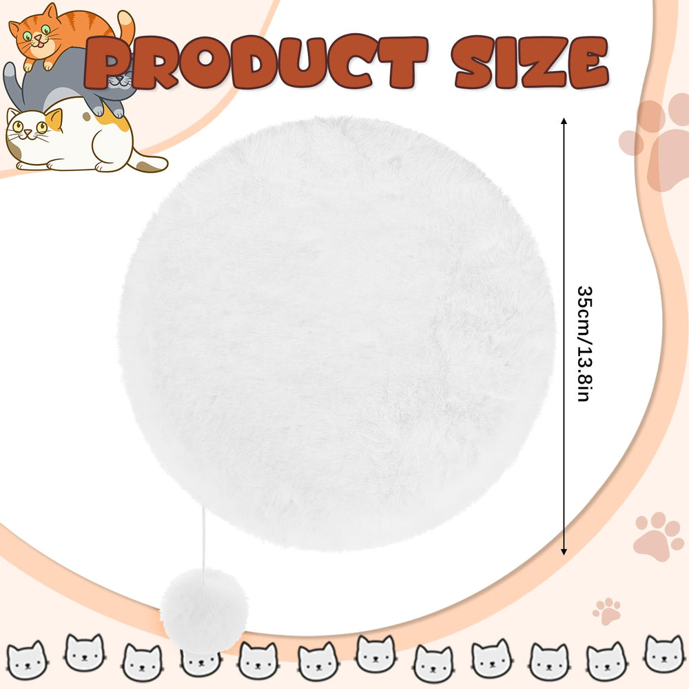 Abbylike round pet bed faux rabbit fur texture close-up emphasizes cozy warmth.