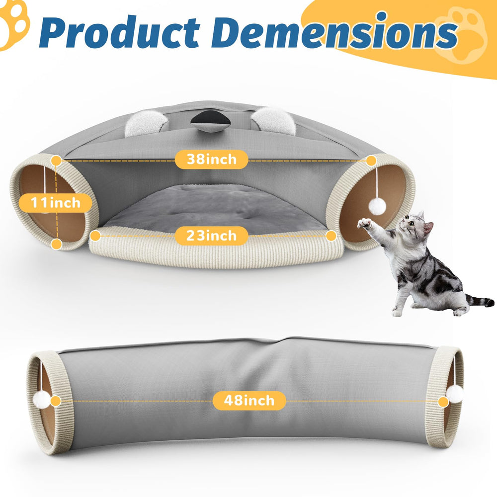 abdtech Cat Tunnel Bed shade design fosters a dim, cozy napping space.