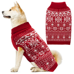 ABFEKIEA dog sweater with snowflake pattern keeps pets warm on winter walks.