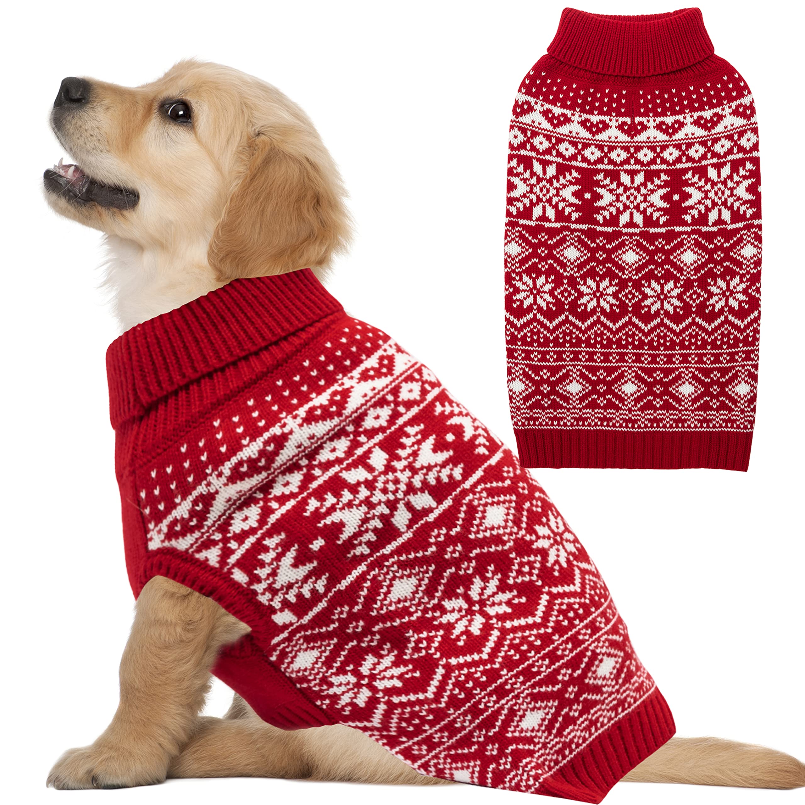 ABFEKIEA dog sweater snowflake pattern keeps your dog warm on winter walks