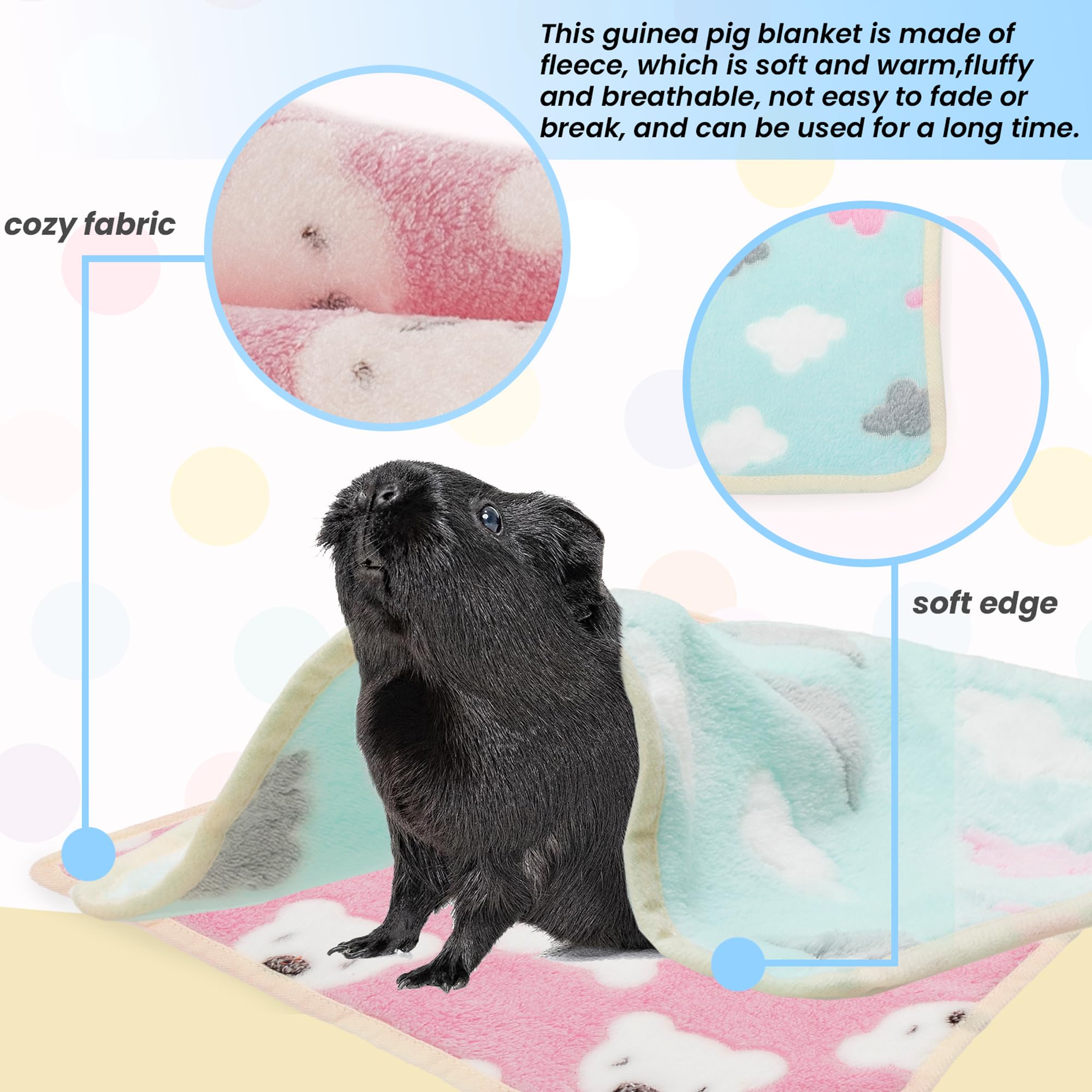 ABFEKIEA Guinea Pig Blanket blue pattern close-up emphasizes multi-use mat and bed option