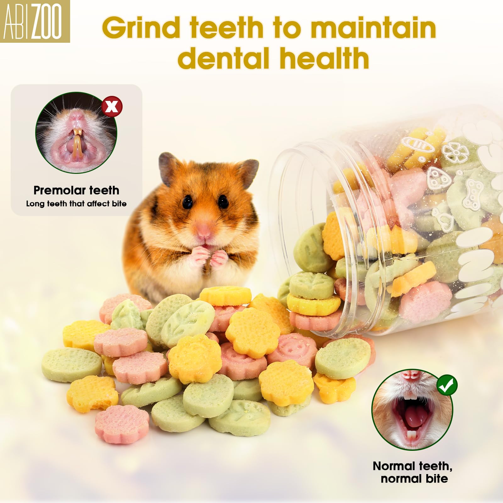 Abizoo 3 Vegetable Chews closeup emphasizes high-fiber formula for digestion