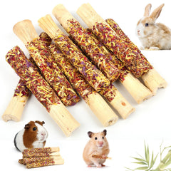 Abizoo bamboo chew sticks close-up showing teeth-friendly texture for rabbits.