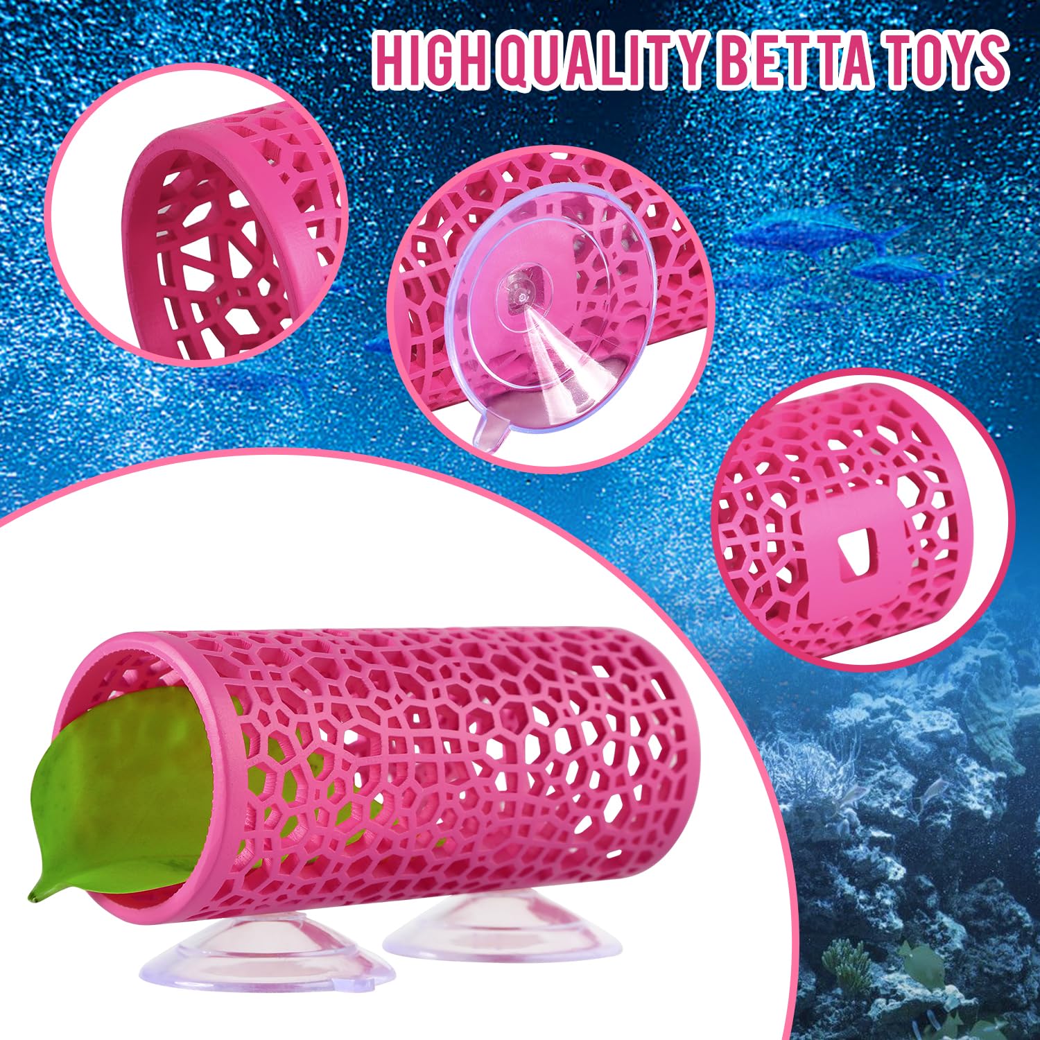 Abizoo Betta pink tunnel hideout creates natural-looking aquarium decor with plants.
