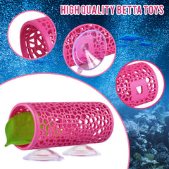 Abizoo Betta pink tunnel hideout creates natural-looking aquarium decor with plants.