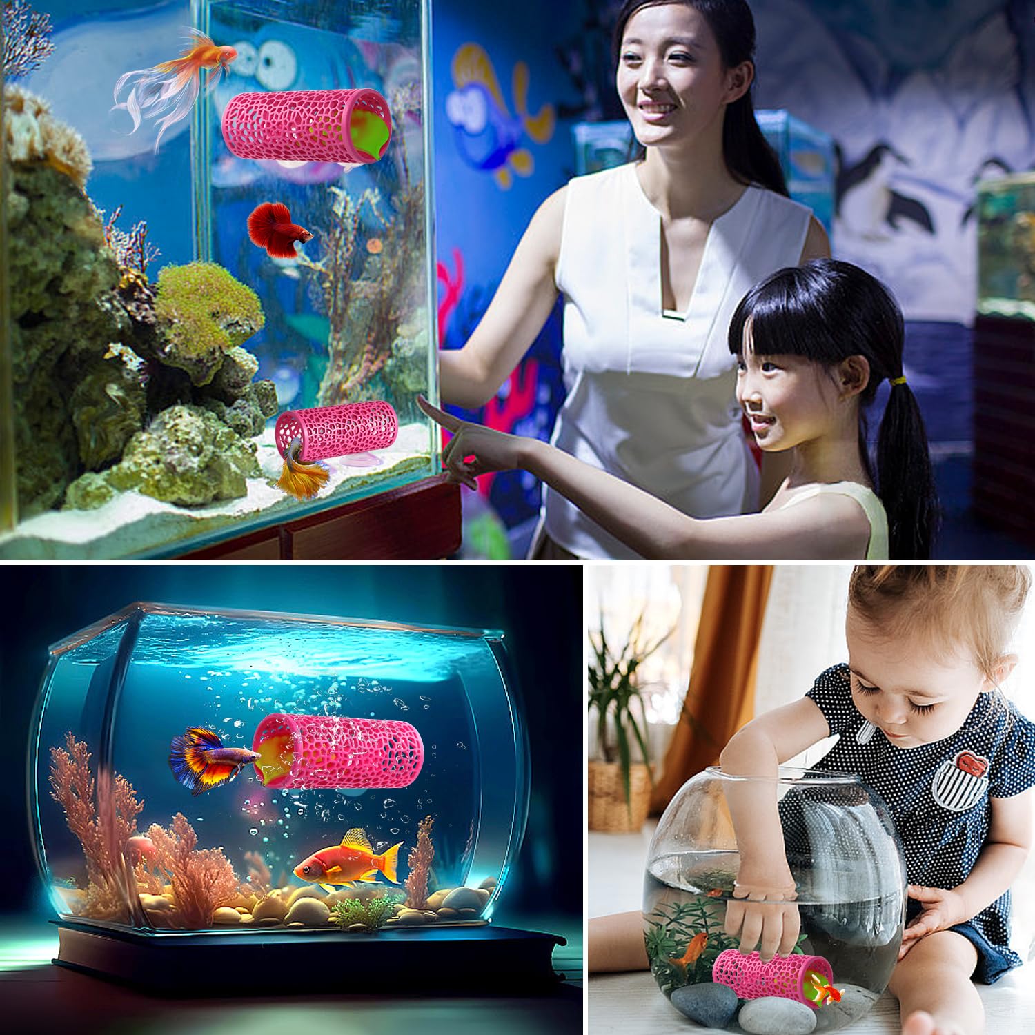 Abizoo Betta pink tunnel hideout demonstrates habitat usage for small fish.