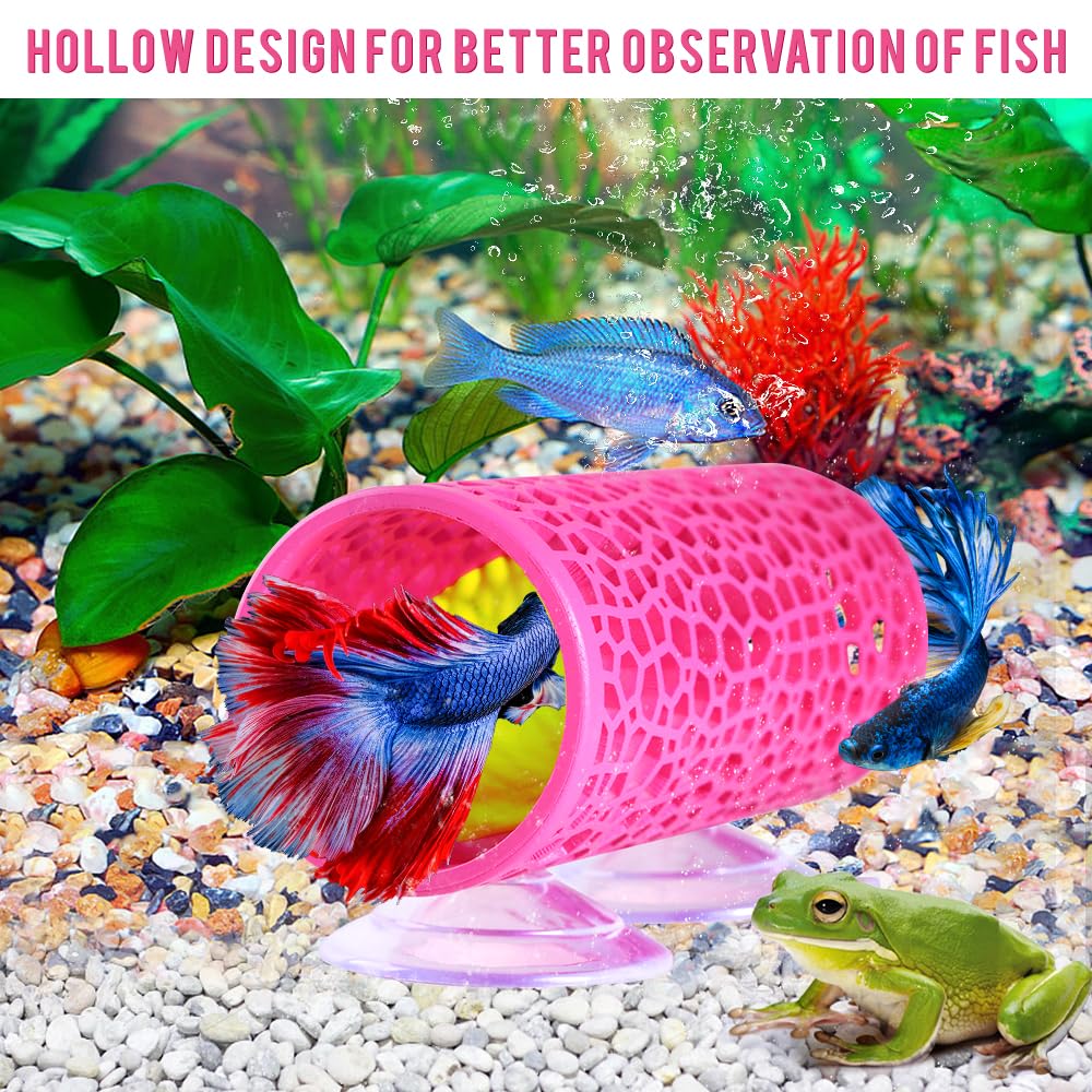 Abizoo Betta pink tunnel hideout closeup shows hollow interior for safe resting.