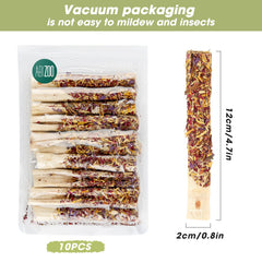 Abizoo petal-enriched bamboo snacks close-up with colorful petals for enrichment.