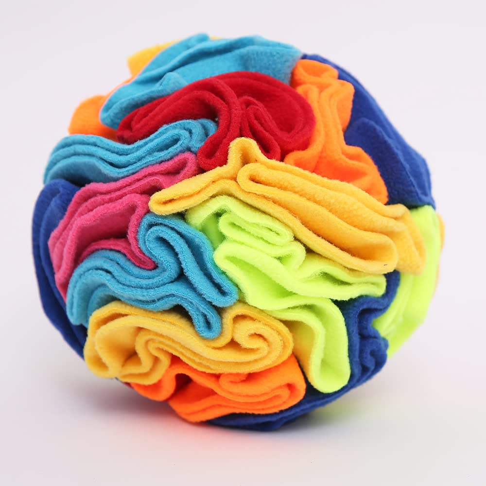 Ablechien Snuffle Ball closeup highlights soft polar fleece for safe, engaging play.