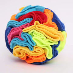 Ablechien Snuffle Ball closeup highlights soft polar fleece for safe, engaging play.