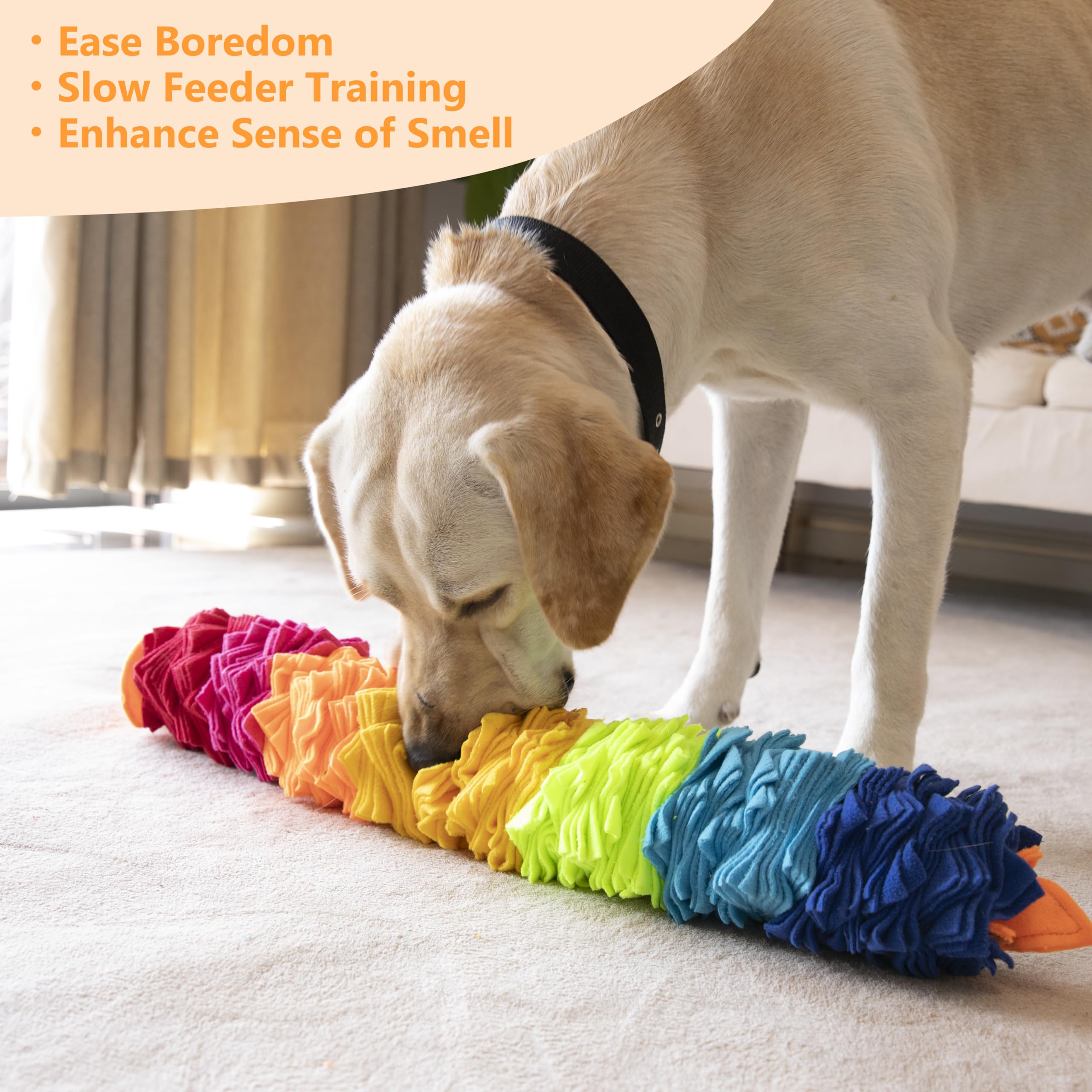 Ablechien Snuffle Ball Rainbow Snuffle Snake food pockets close-up highlights sniffing rewards