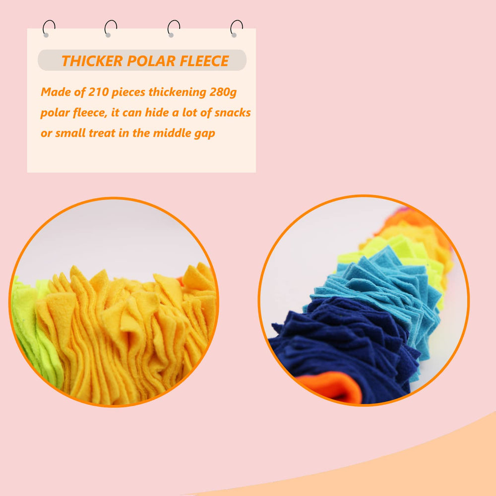 Ablechien Snuffle Ball Rainbow Snuffle Snake shows soft, odorless fabric in use