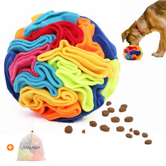 Ablechien Snuffle Ball closeup in soft fleece supports safe, engaging sniffing play.