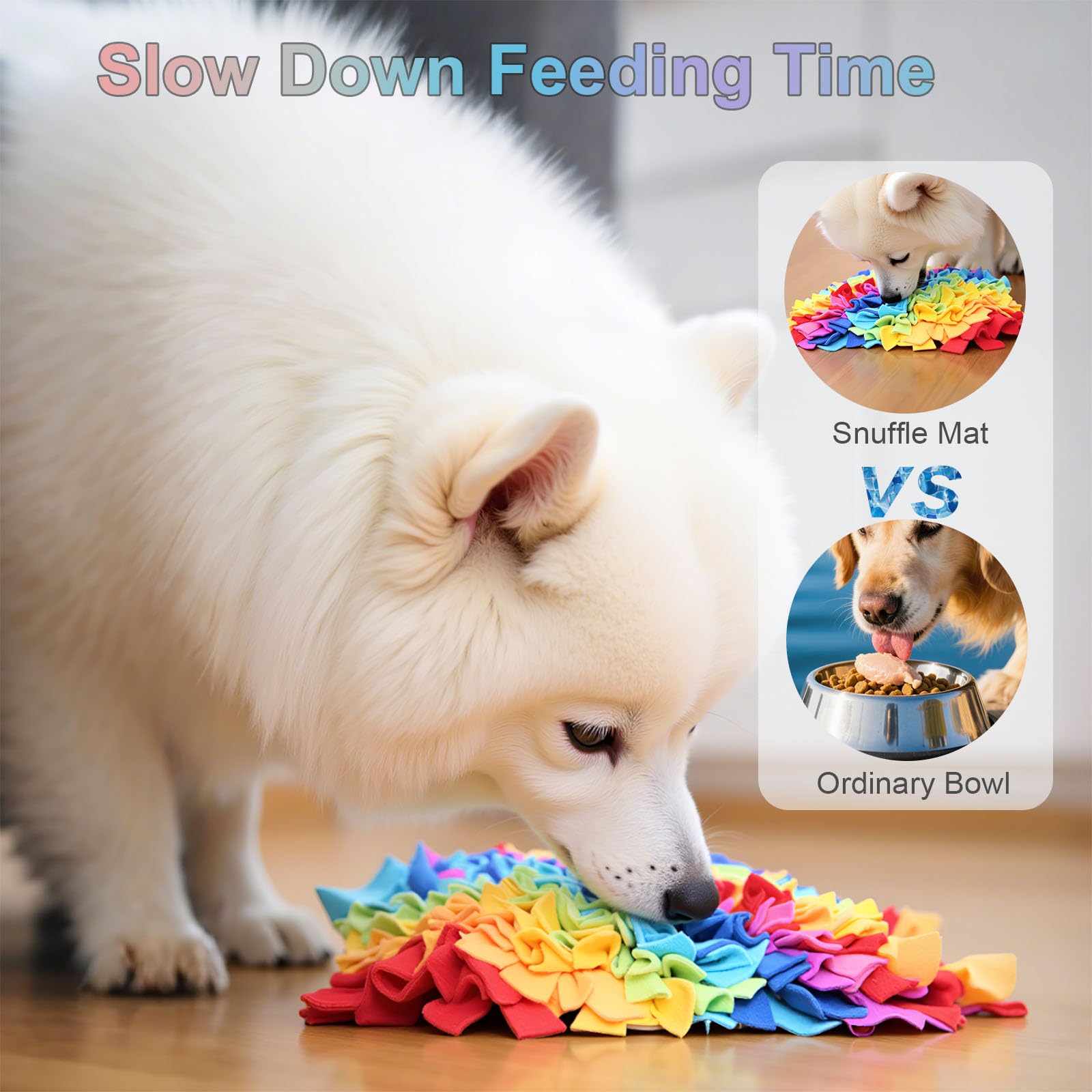 Ablechien Snuffle Mat features non-slip backing for safe, mess-contained meals.