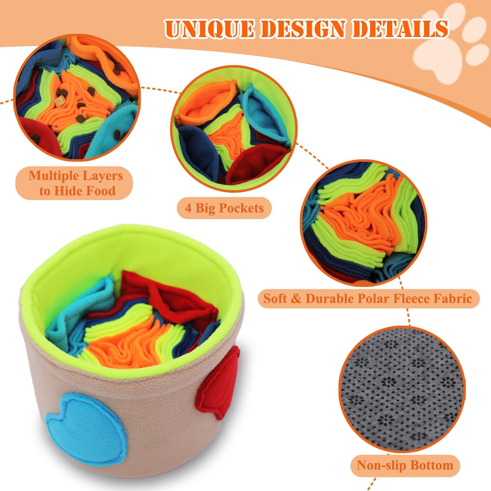 Ablechien Snuffle Mat showing pockets for treats that spark enrichment.