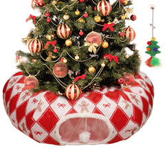 abobwey cat tunnel christmas-tree-protector keeps pets away from decorations during holidays.