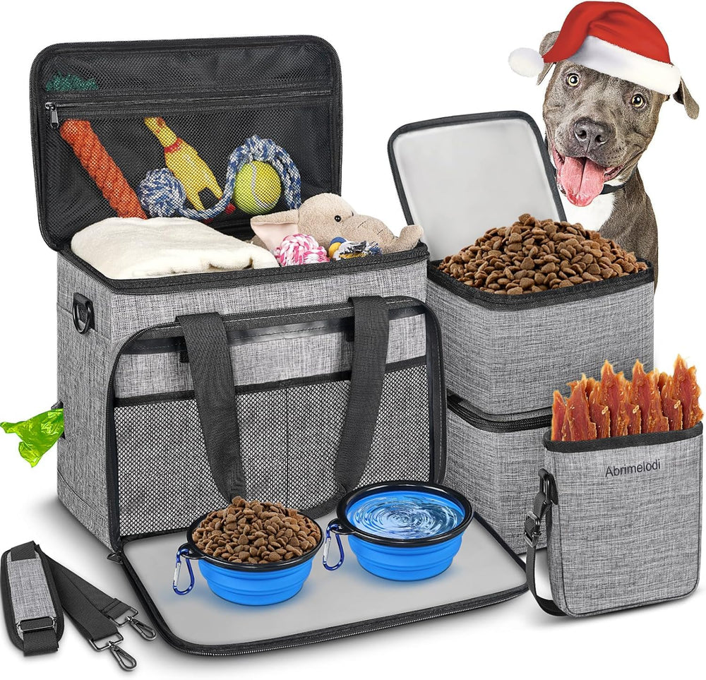 Abrimelodi dog travel bag under-seat view showing compact airline-ready design.