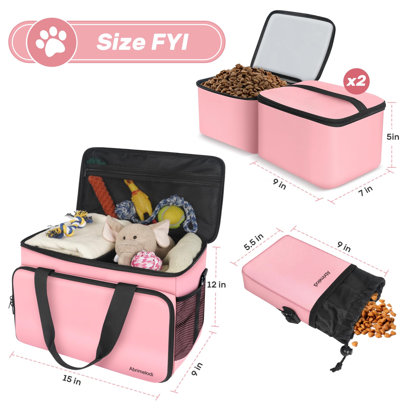 Abrimelodi built-in poop bag dispenser with front pocket access