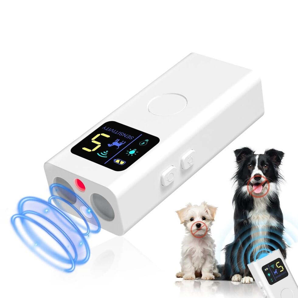 ABRKDOG anti-barking device front view shows compact training tool for calmer outdoor sessions.