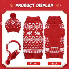 ABRRLO dog Christmas outfit full set on a dog for a festive look.
